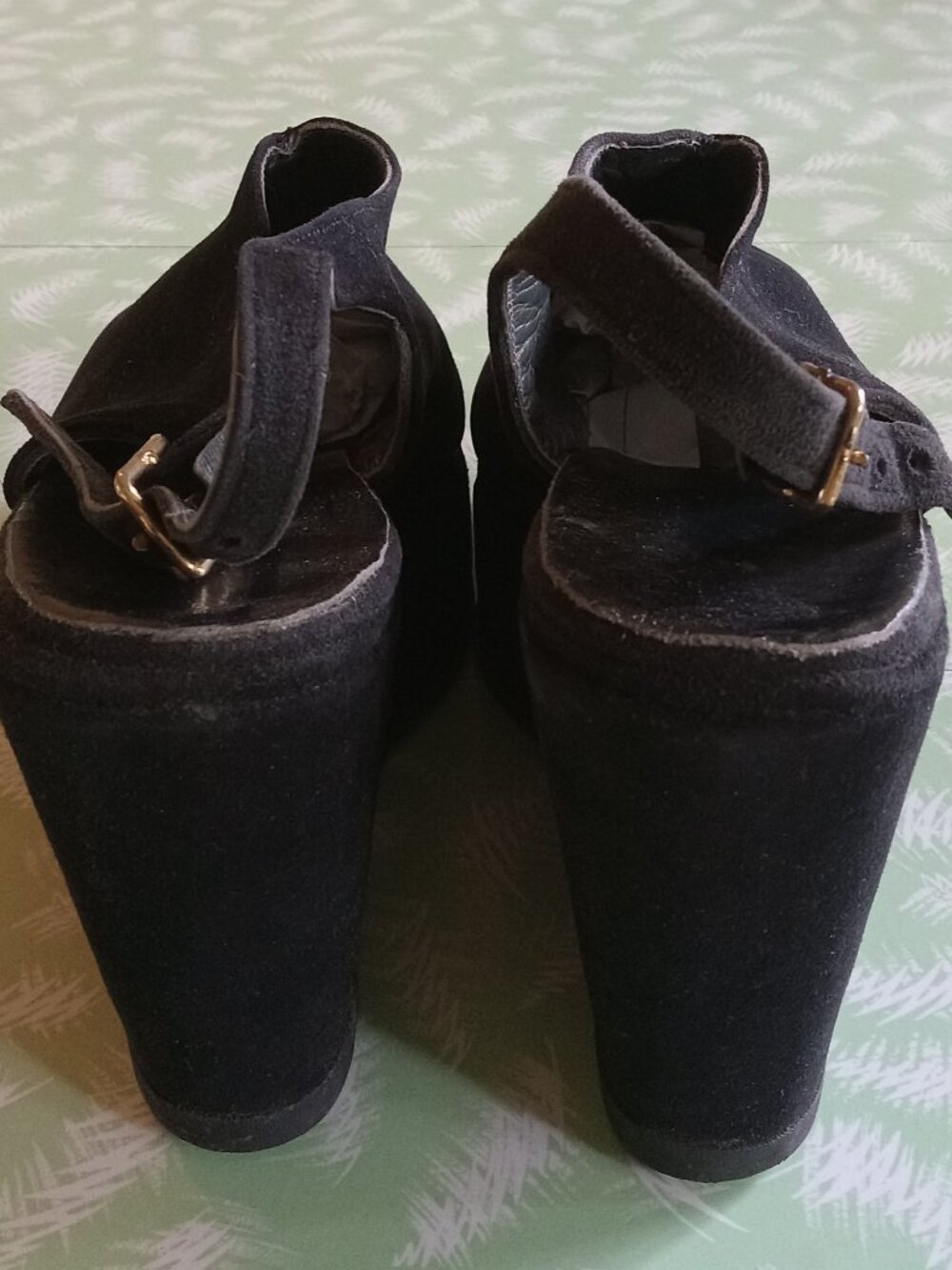 Rare Vintage 1940s french suede shoes platform swing zazou - Picture 10 of 10
